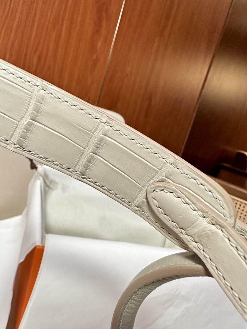 Hermès Lindy 26 Taurillon Clemence & Crocodile Beton Silver Hardware - Image 15