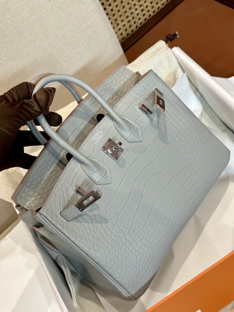 Hermès Birkin 25 Gris Pearl Matte Alligator Palladium Hardware - Image 3