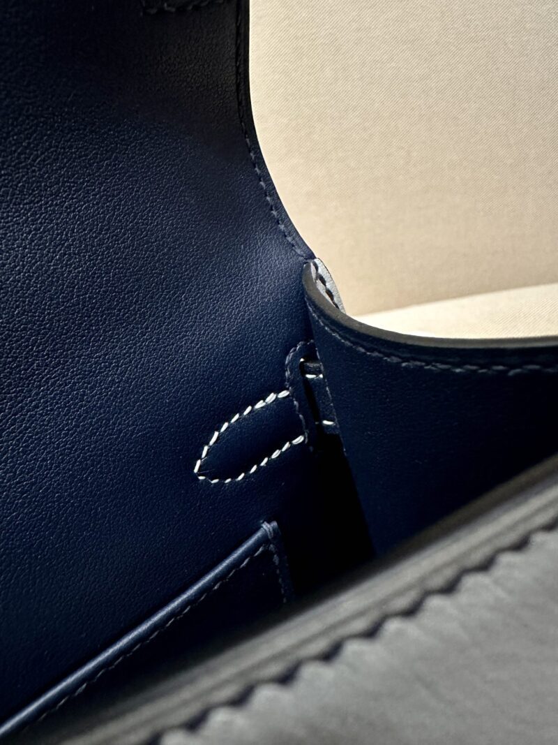 Hermès Kelly Pochette Blue Brume, Blue Navy Swift Palladium Hardware