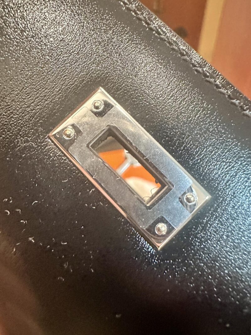 Hermès Kelly Pochette Noir Box Palladium Hardware