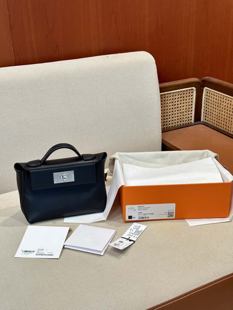 Hermès Mini Kelly 2424 Volupto & Swift Noir Silver Hardware - Image 8