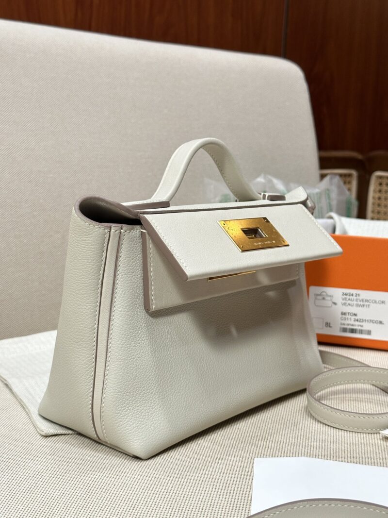 Hermès Mini Kelly 2424 Evercolor & Swift Beton Gold Hardware - Image 9