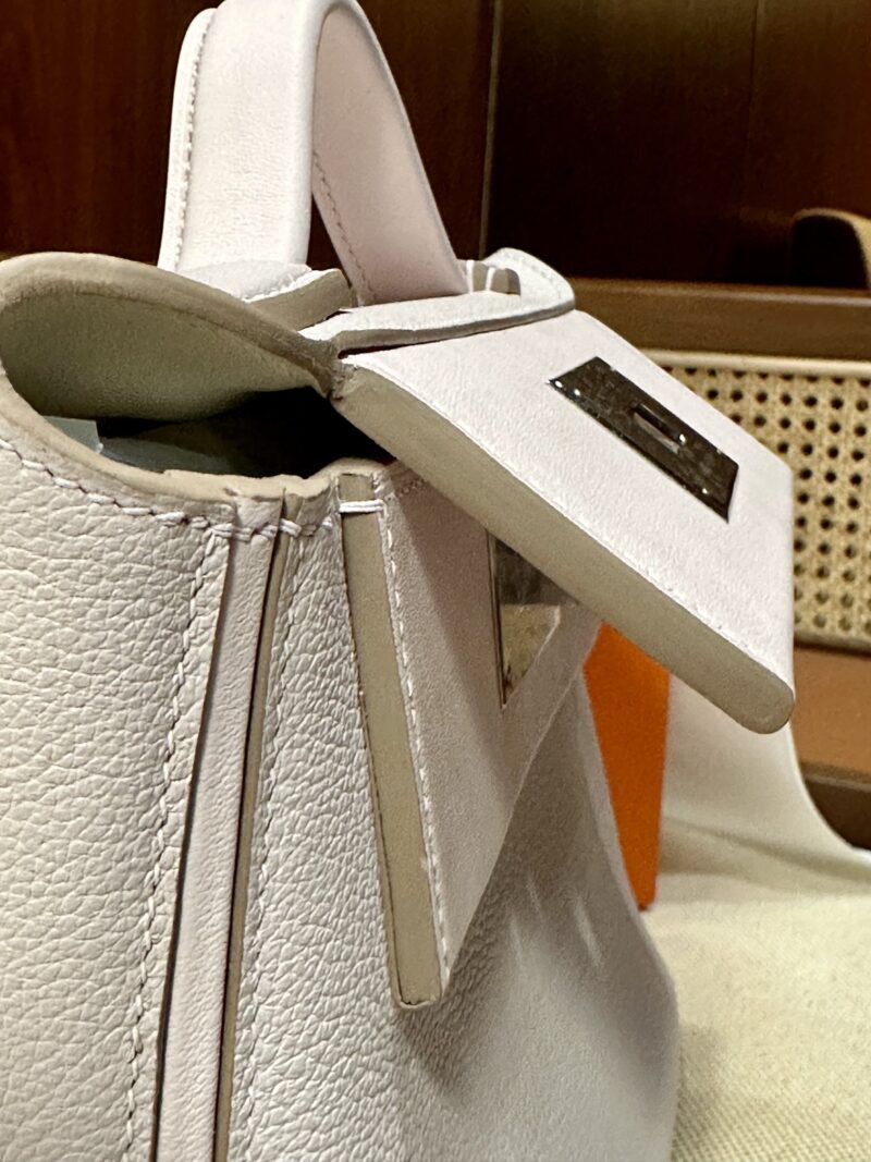 Hermès Mini Kelly 2424 Evercolor & Swift Mauve Pale Silver Hardware - Image 10