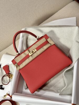 Hermès Kelly 25 Togo Rouge Coeur Gold Hardware