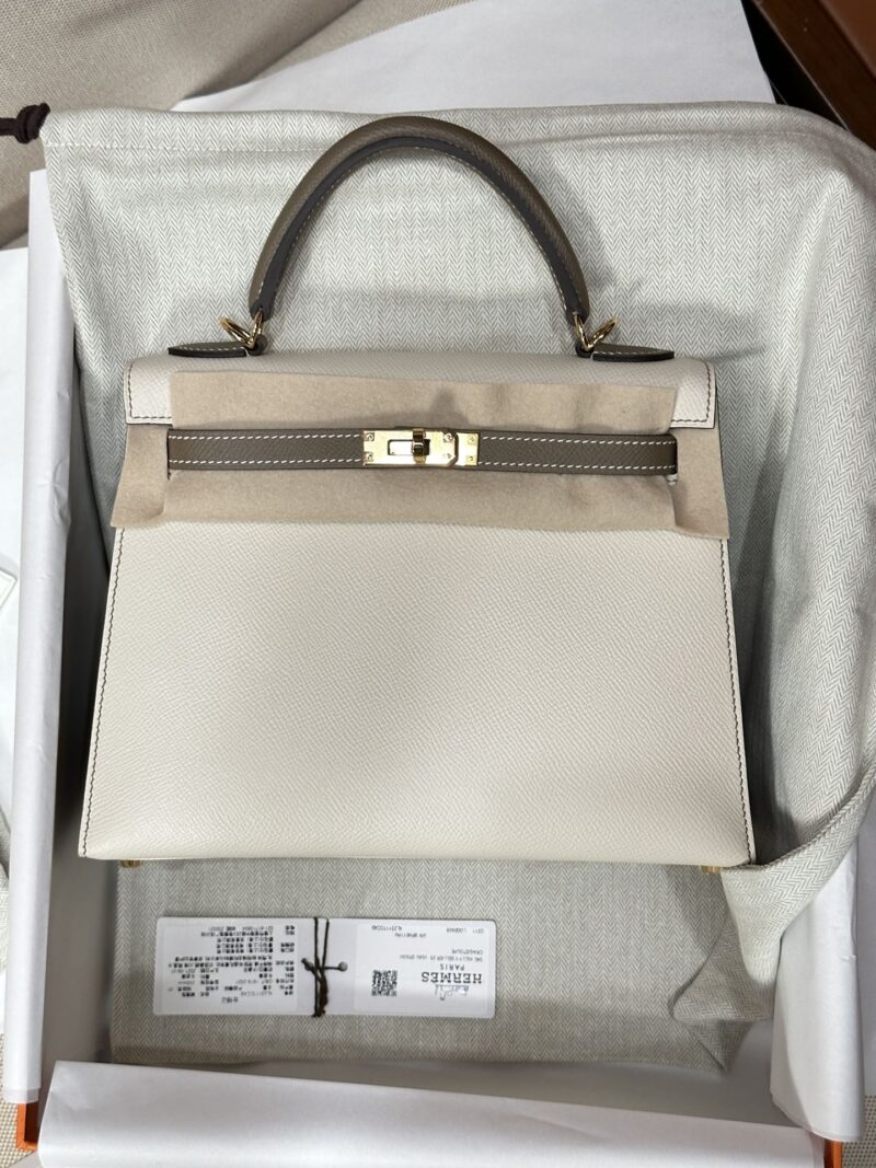 Hermès Kelly 25 Epsom Craie, Etoupe Gold Hardware - Image 2