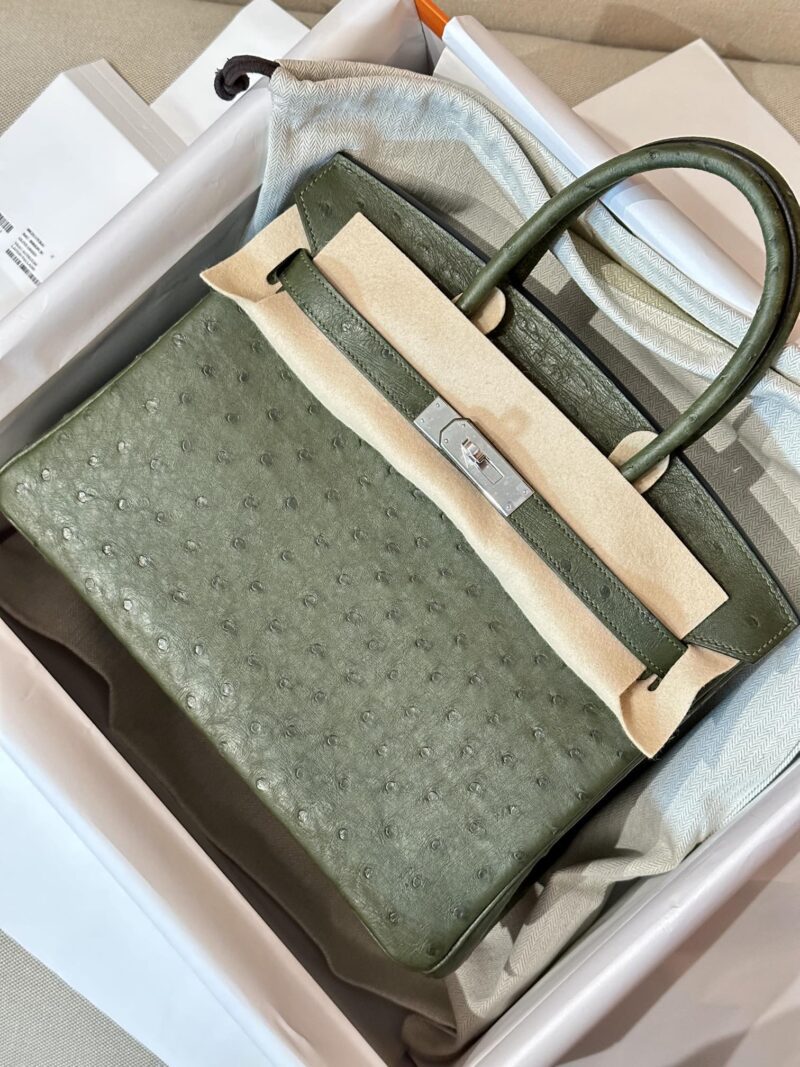Hermès Birkin 30 Olive Green Ostrich Palladium Hardware