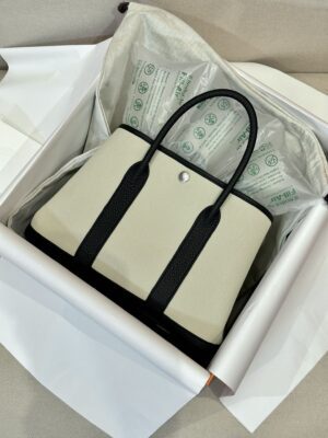 Hermès Garden Party 36 Canvas & Negonda Noir Silver Hardware