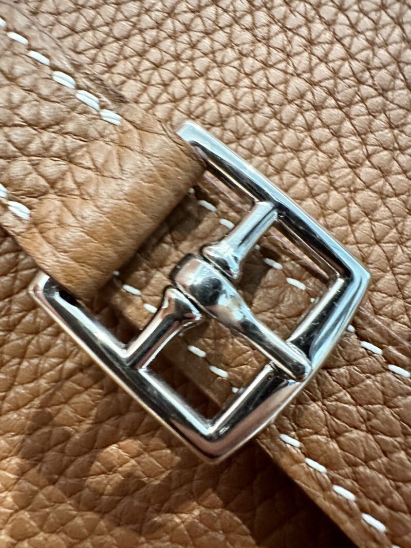 Hermès Halzan 25 Evercolor Gold Silver Hardware - Image 7