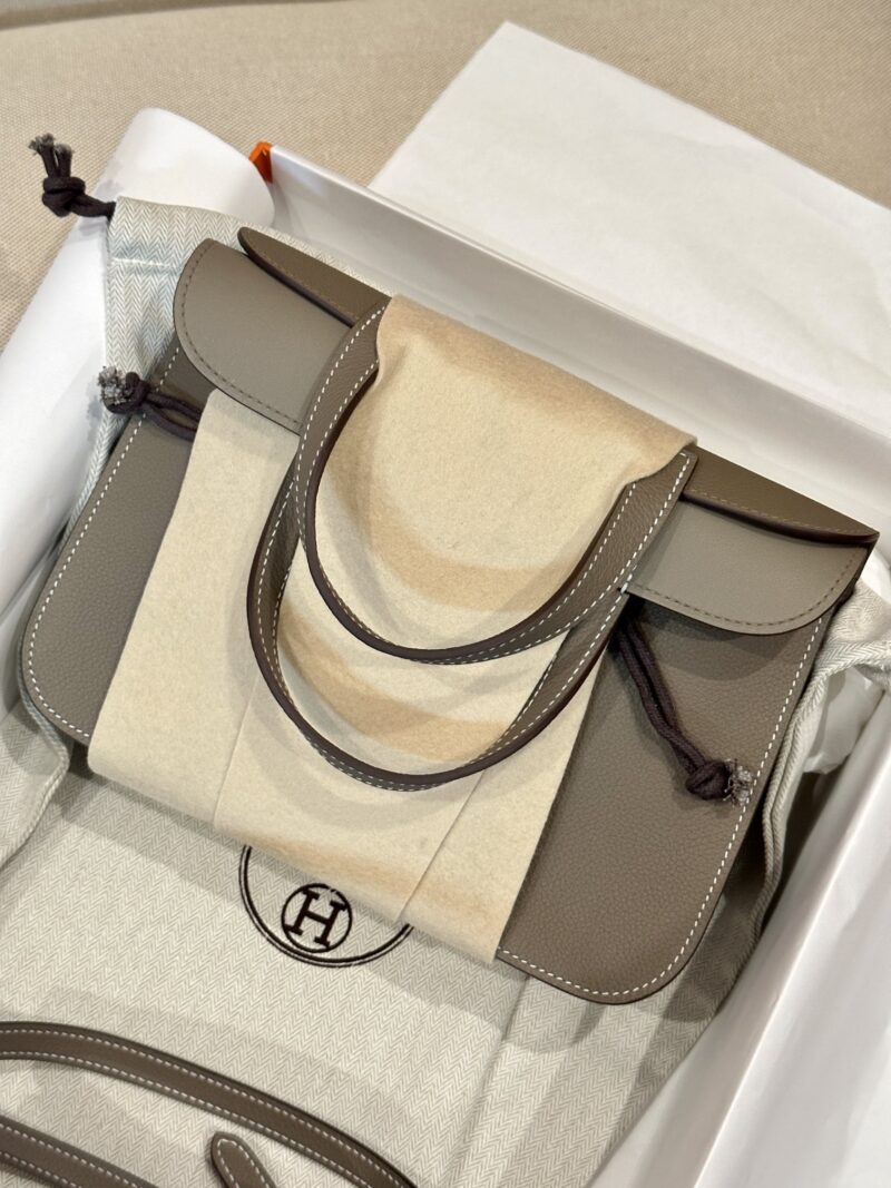 Hermès Halzan 25 Evercolor Etoupe Silver Hardware - Image 2