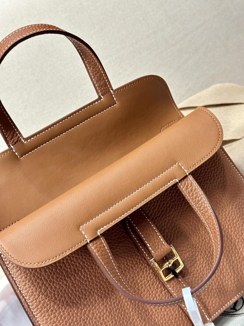 Hermès Halzan 25 Taurillon Clemence & Swift Gold Gold Hardware - Image 5