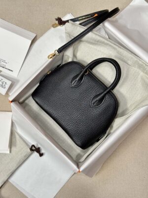 Hermès Mini Bolide 18 Chevre Noir Gold Hardware
