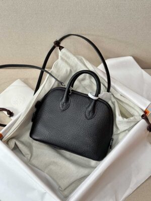 Hermès Mini Bolide 18 Chevre Noir Silver Hardware