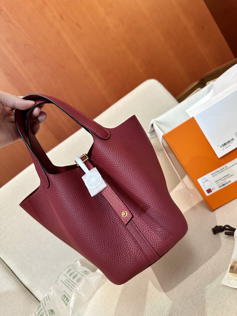 Hermès Picotin 18 Clemence Rouge Grenate Gold Hardware - Image 2