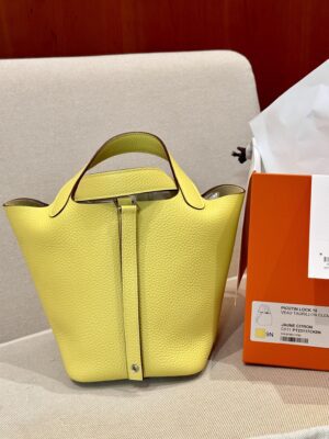 Hermès Picotin 18 Clemence Jaune Citron Silver Hardware