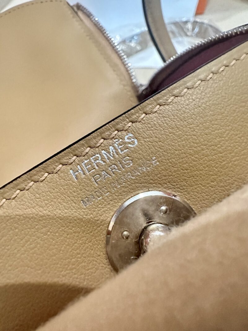 Hermès Mini Lindy 20 Swift Chai & Mauve Sylvestre Silver Hardware - Image 5