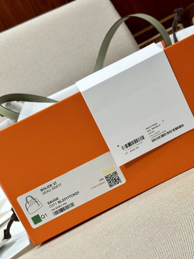 Hermès Bolide 27 Swift Sauge Silver Hardware
