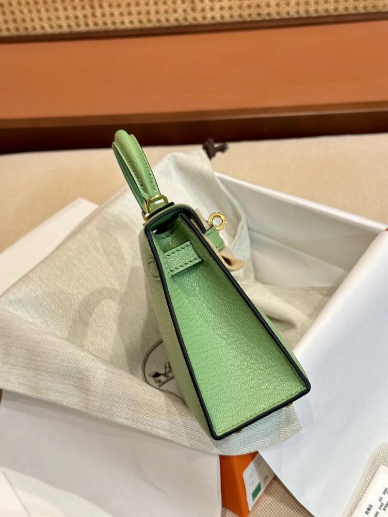 Hermès Mini Kelly 19 Chevre Criquet Gold Hardware - Image 8
