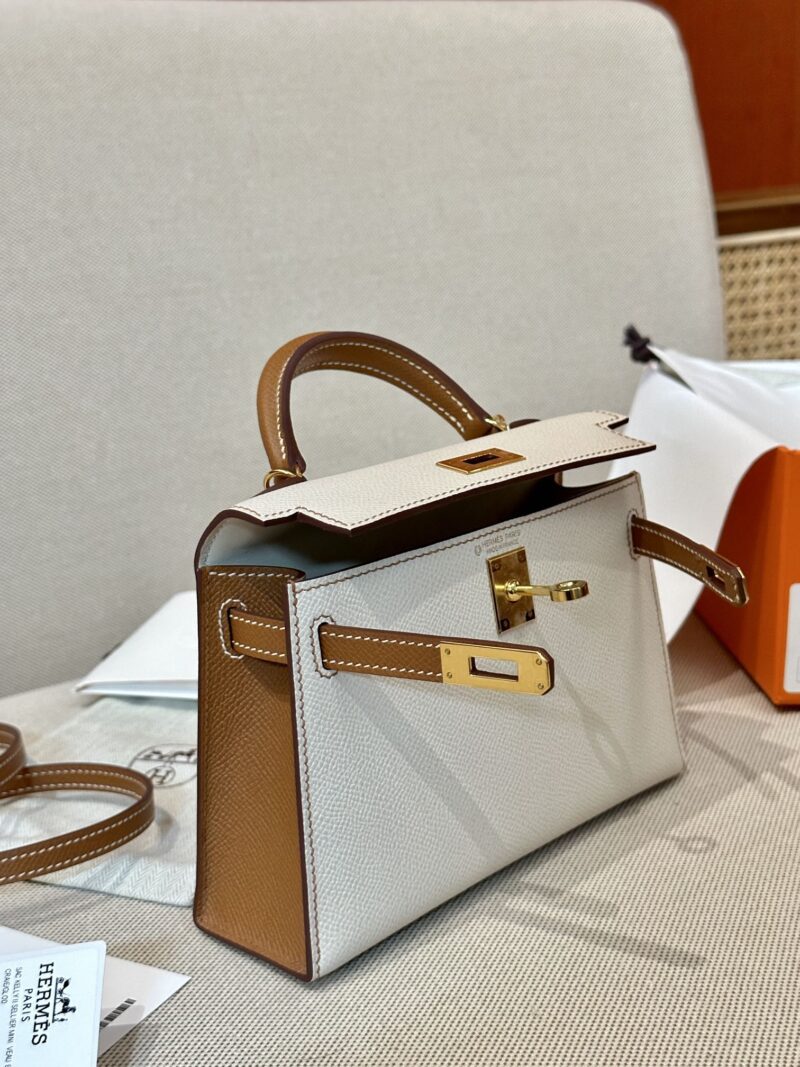 Hermès Mini Kelly 19 Epsom Craie & Gold Gold Hardware - Image 5