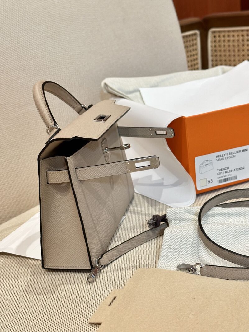 Hermès Mini Kelly 19 Epsom Gris Trench Silver Hardware - Image 5