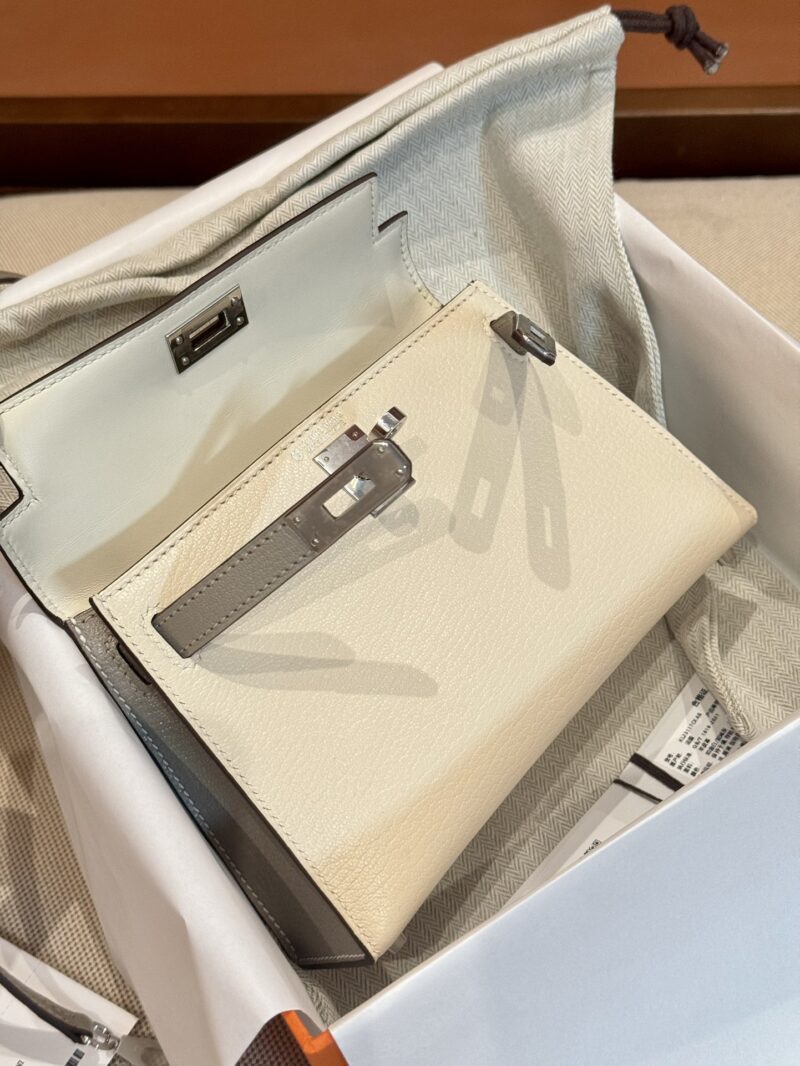 Hermès Mini Kelly 19 Chevre Nata & Gris Tourterelle Silver Hardware - Image 5