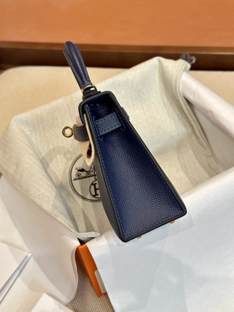 Hermès Mini Kelly 19 Epsom Blue Saphir Gold Hardware - Image 7