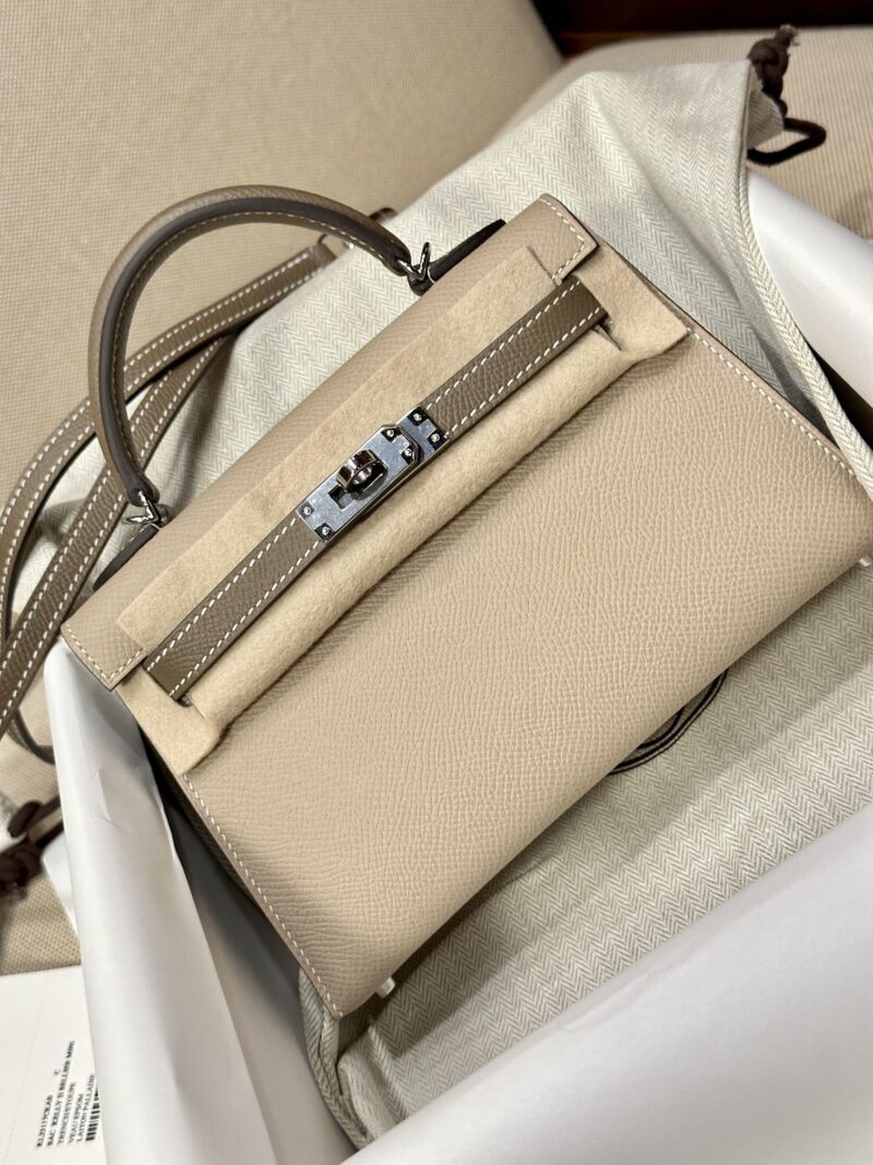 Hermès Mini Kelly 19 Epsom Gris Trench & Etoupe Silver Hardware - Image 3
