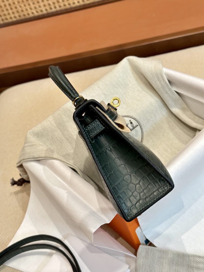 Hermès Mini Kelly Alligator Vert Cypres Gold Hardware
