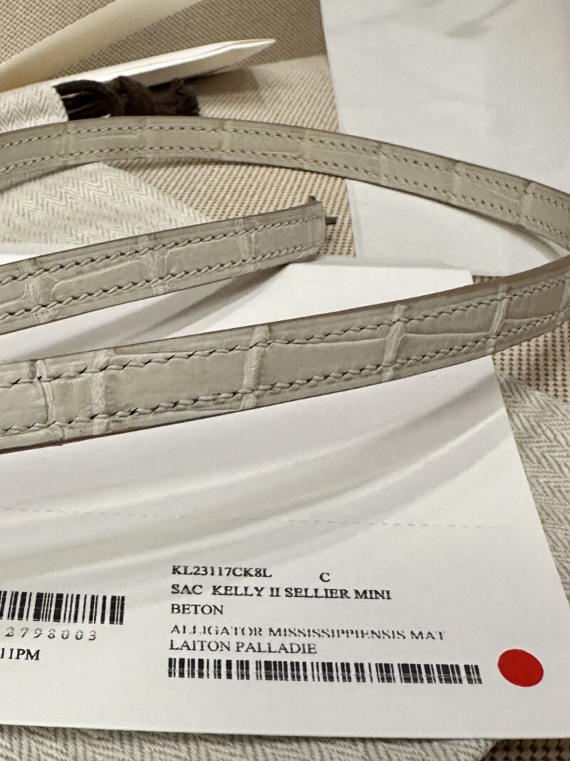 Hermès Mini Kelly Matte Alligator Beton Silver Hardware - Image 19