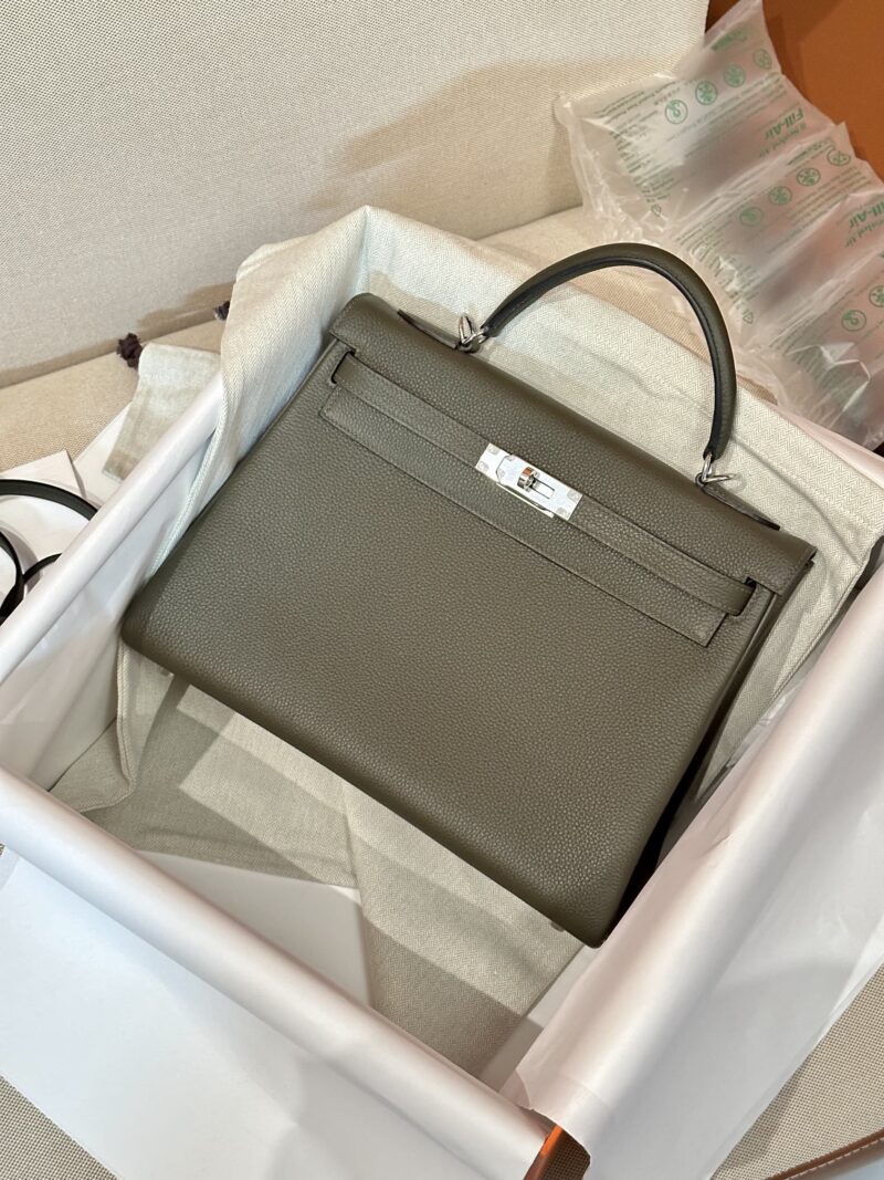 Hermès Kelly 32 Togo Vert Gris Silver Hardware