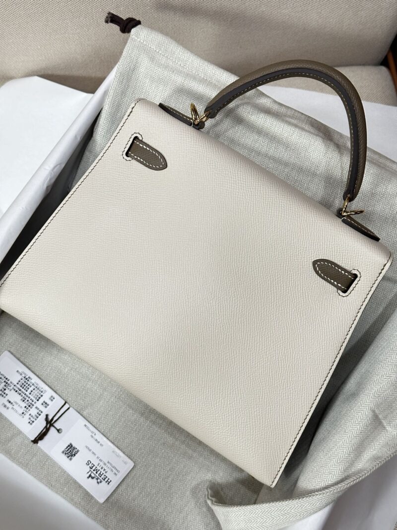 Hermès Kelly 25 Epsom Craie, Etoupe Gold Hardware - Image 8