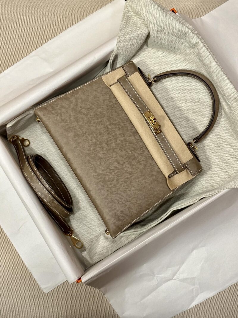 Hermès Kelly 25 Epsom Etoupe, Gold Gold Hardware