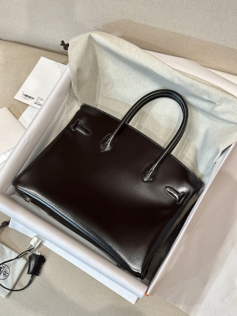 Hermès Birkin 30 Noir Box Palladium Hardware - Image 2