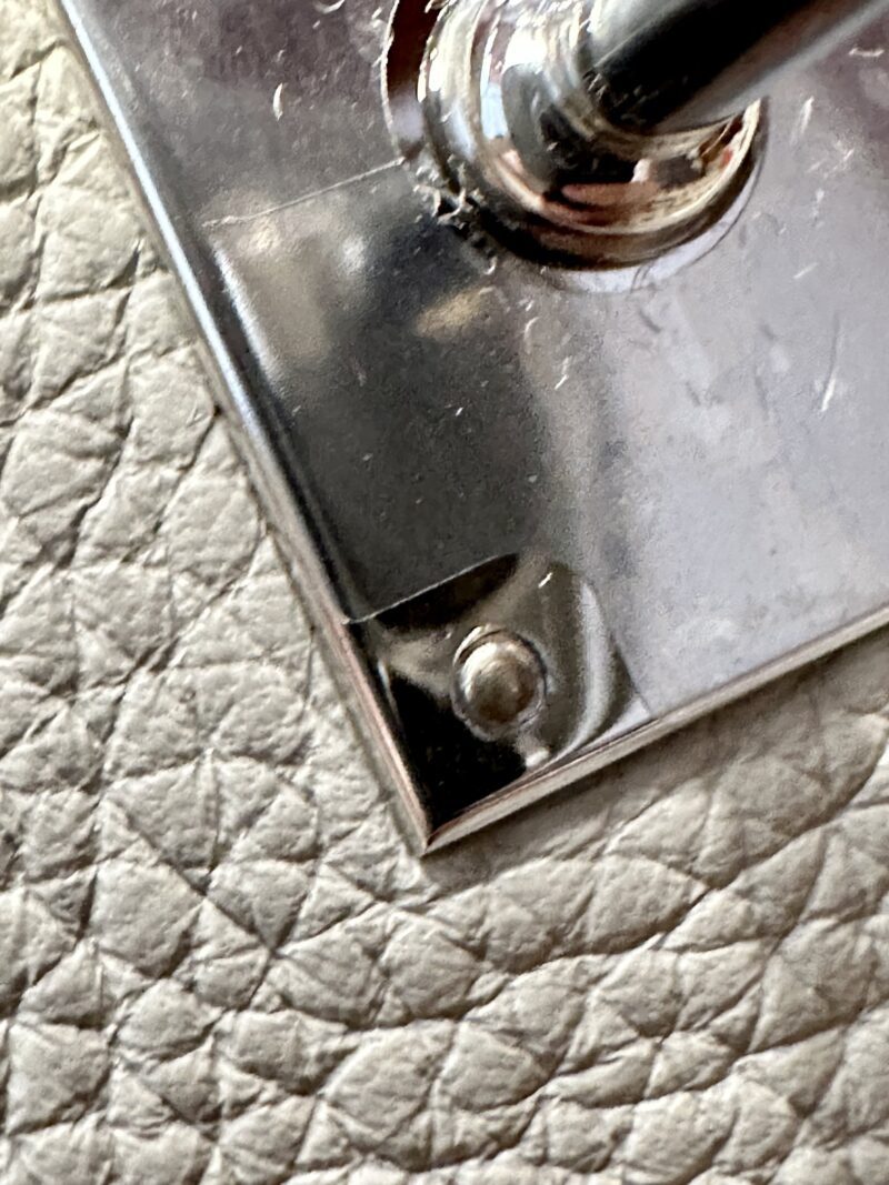 Hermès Birkin 25 Beton Crocodile, Togo Palladium Hardware - Image 9