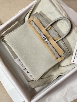 Hermès Birkin 25 Gris Pearl Crocodile, Togo Palladium Hardware
