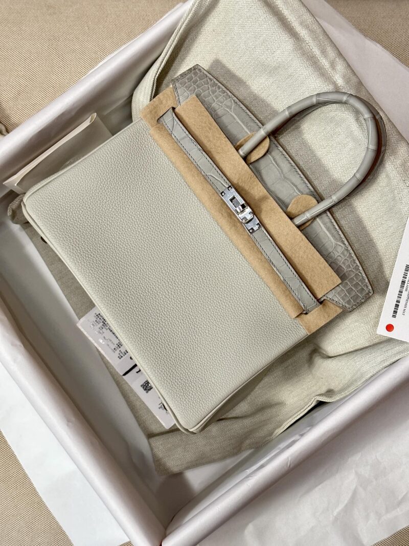 Hermès Birkin 25 Gris Pearl Crocodile, Togo Palladium Hardware