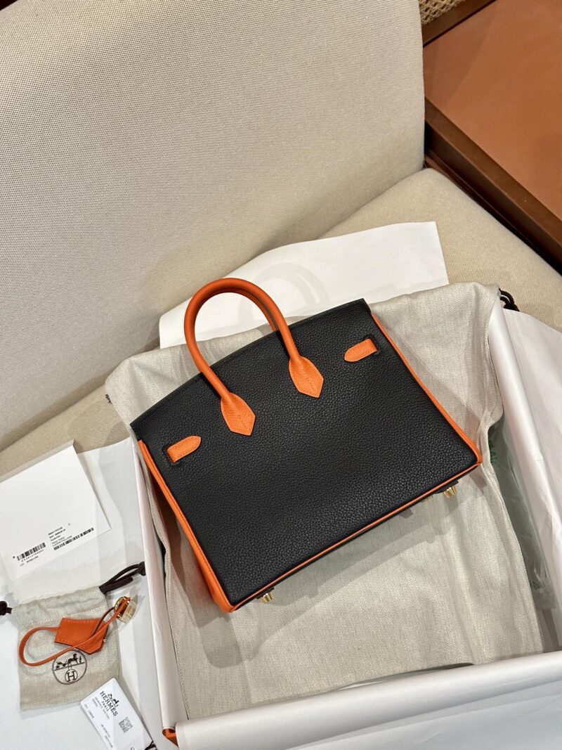 Hermès Birkin 25 Feu Orange, Noir Togo Gold Hardware - Image 2