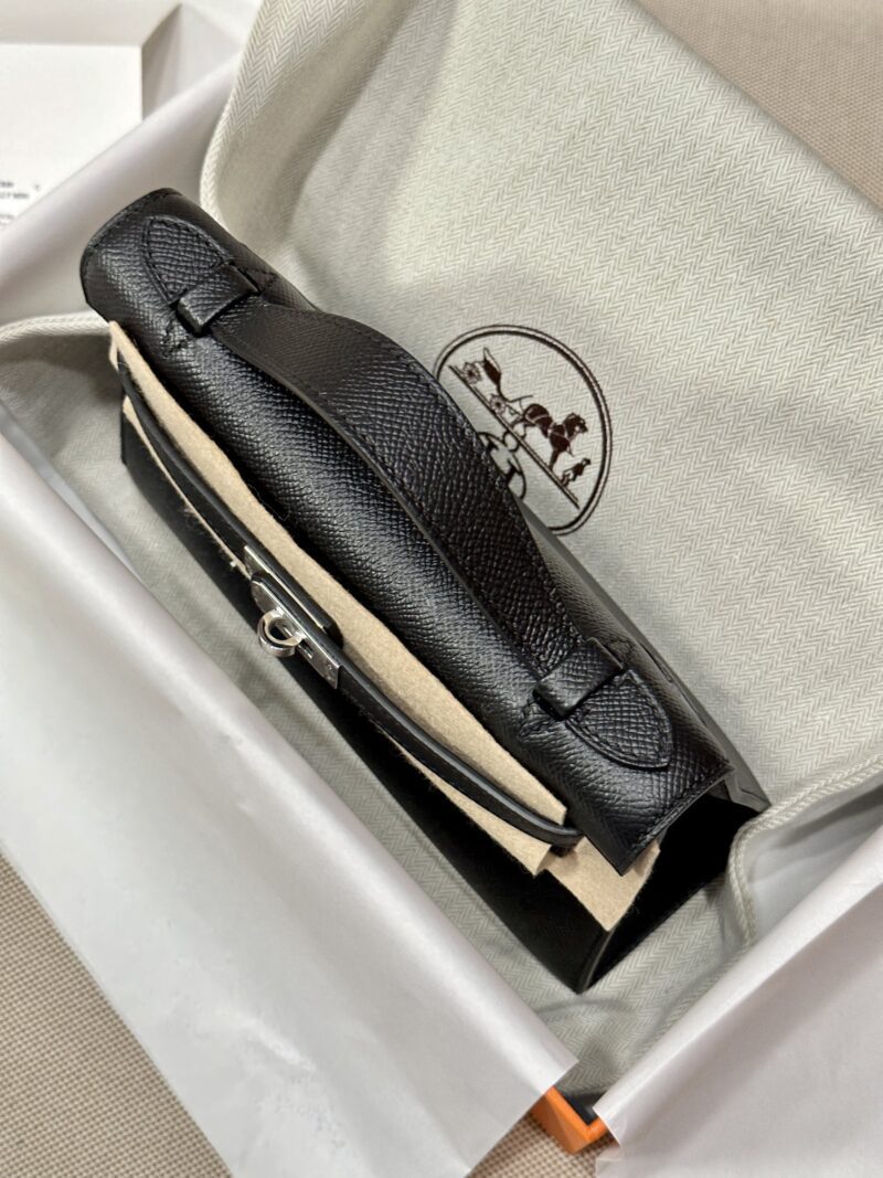 Hermès Kelly Pochette Noir, Beton Swift Palladium Hardware