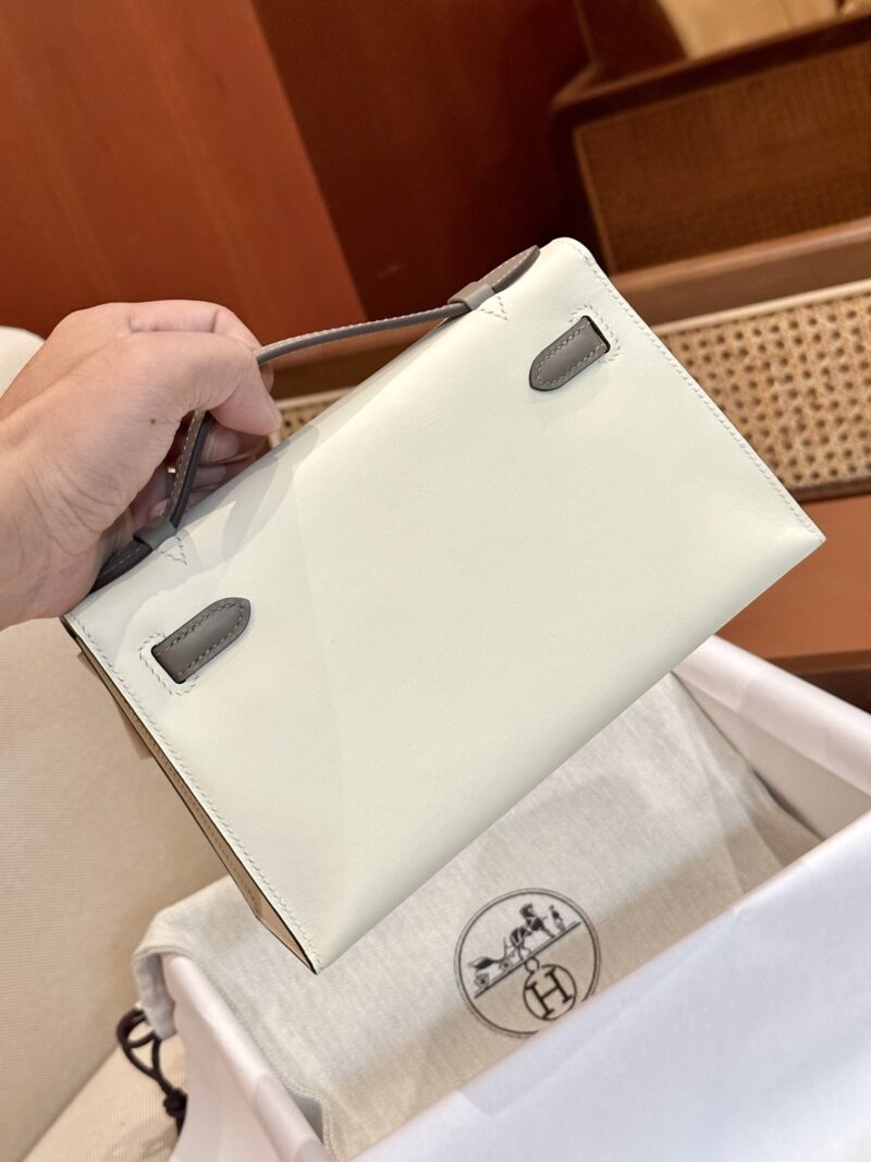 Hermès Kelly Pochette Nata, Gris Asphalt Swift Palladium Hardware