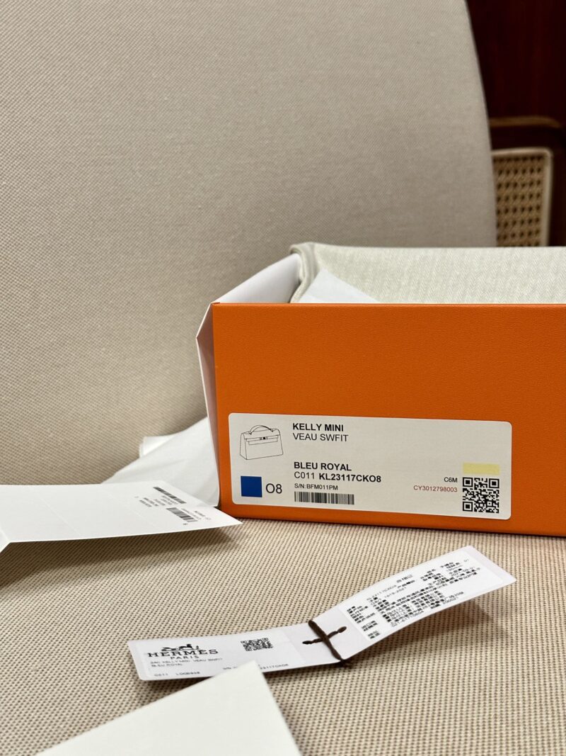 Hermès Kelly Pochette Blue Royal Swift Palladium Hardware