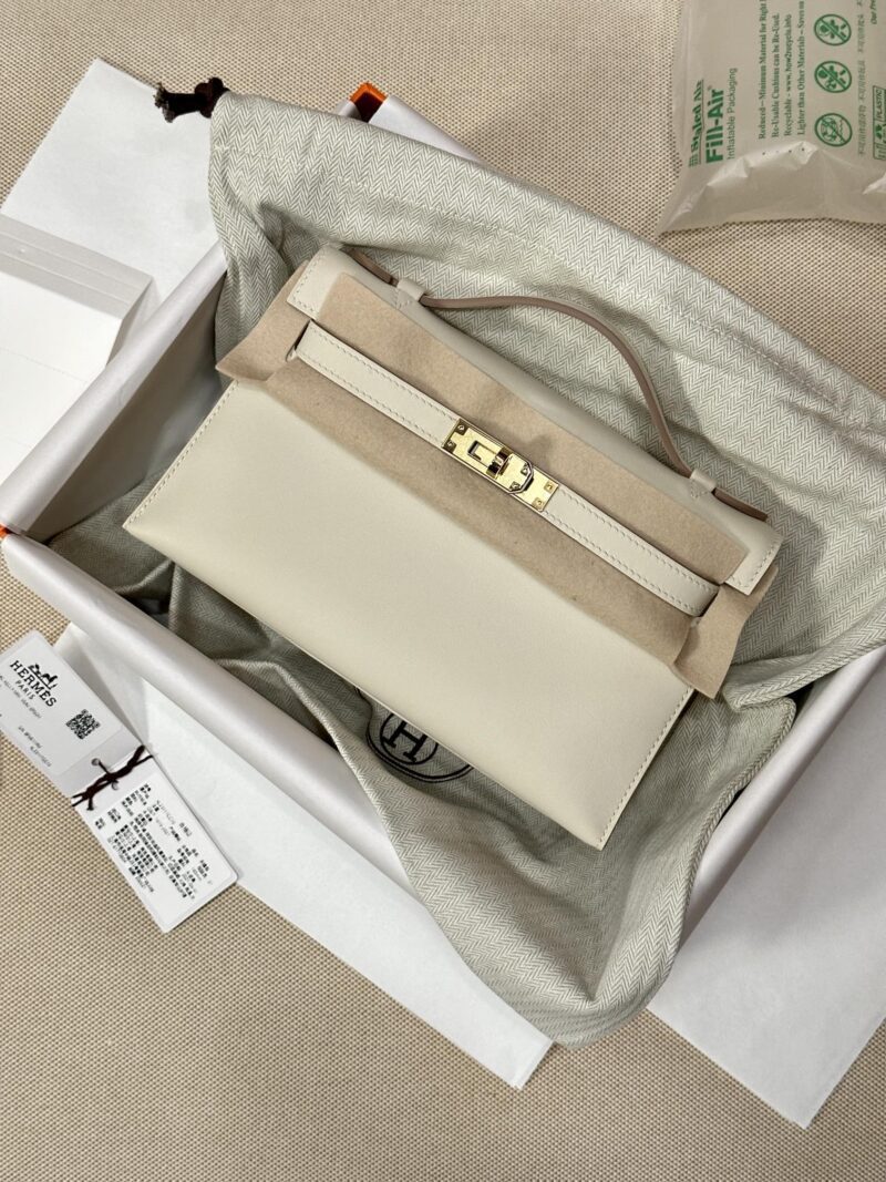 Hermès Kelly Pochette Craie Swift Gold Hardware