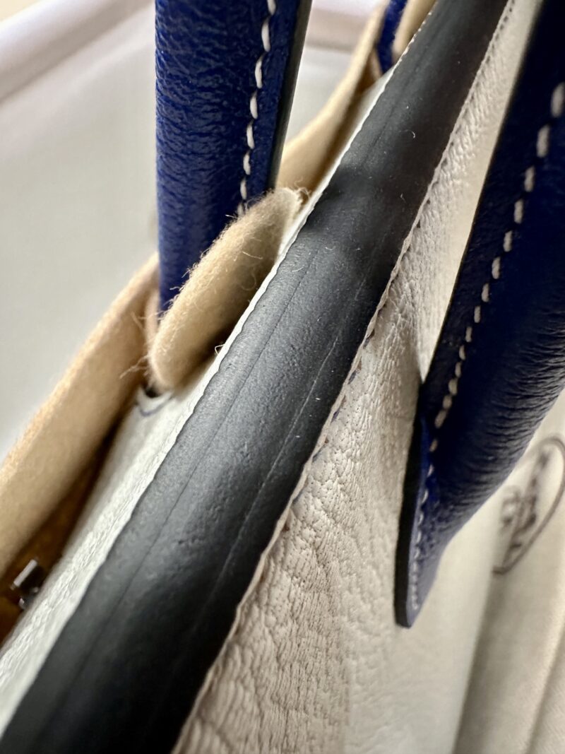 Hermès Birkin 30 Gris Pearl, Blue Electric Chevre Palladium Hardware