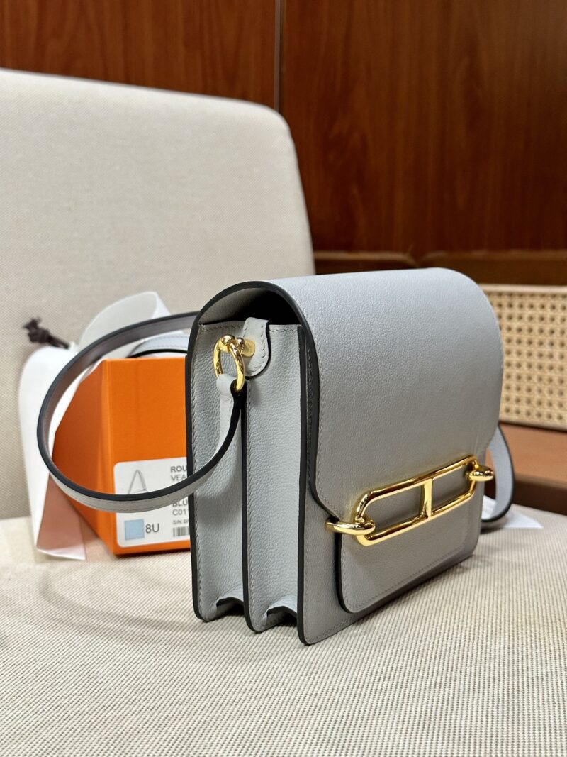 Hermès Roulis 19 Evercolor Blue Glacier Gold Hardware - Image 2