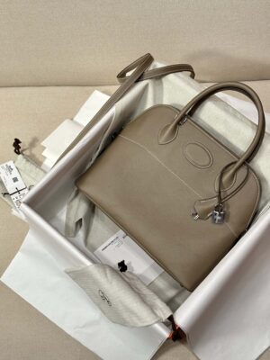 Hermès Bolide 31 Epsom Etoupe Silver Hardware
