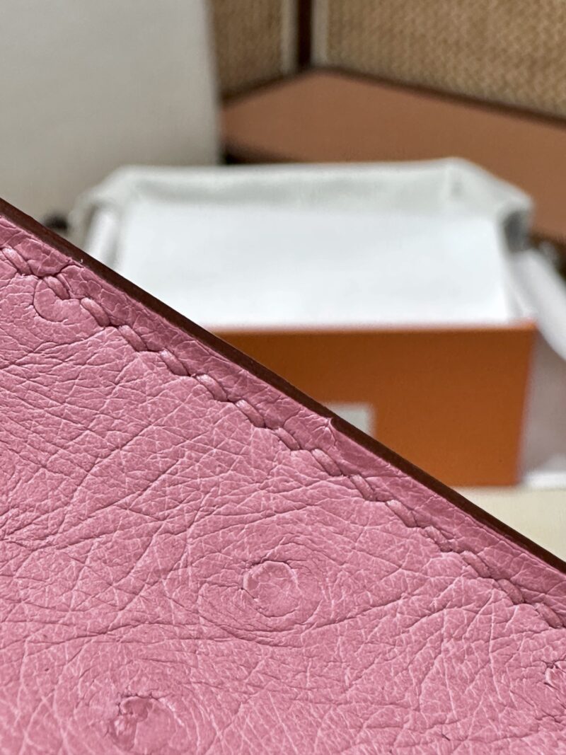 Hermès Mini Kelly Ostrich Rose Bubble Silver Hardware - Image 19