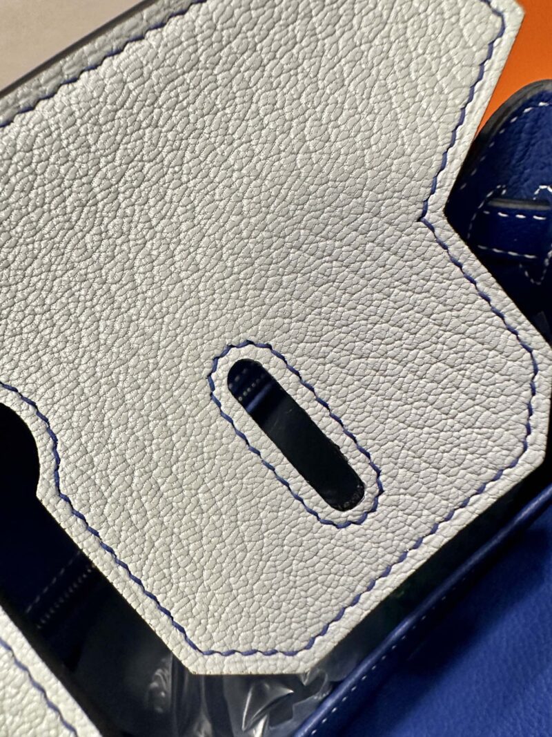 Hermès Birkin 30 Gris Pearl, Blue Electric Chevre Palladium Hardware