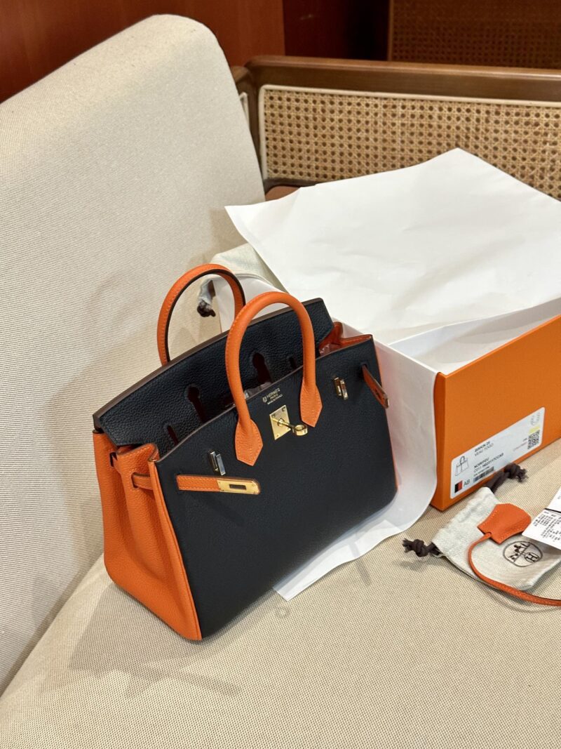 Hermès Birkin 25 Feu Orange, Noir Togo Gold Hardware - Image 10