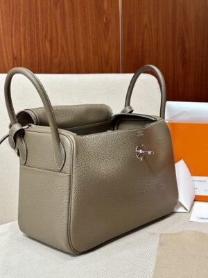 Hermès Lindy 30 Taurillon Clemence Etoupe Silver Hardware