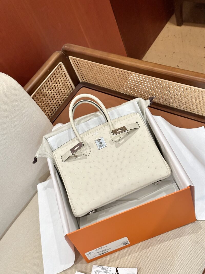 Hermès Birkin 30 Parchemin, Silver Ostrich Palladium Hardware - Image 2