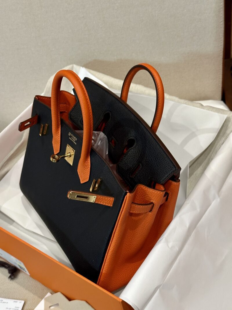 Hermès Birkin 25 Feu Orange, Noir Togo Gold Hardware - Image 11