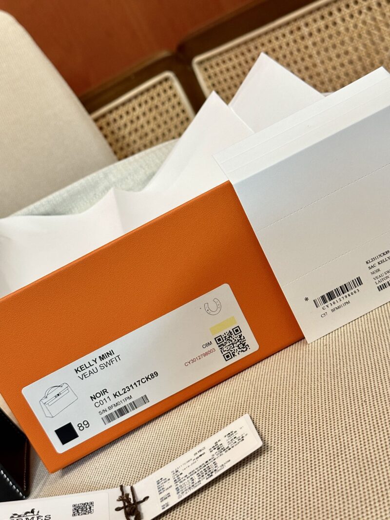 Hermès Kelly Pochette Noir, Beton Swift Palladium Hardware